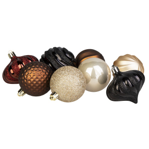Christbaumkugeln - 30 Stück - Kunststoff - ø ca. 7 cm - schwarz/braun/creme