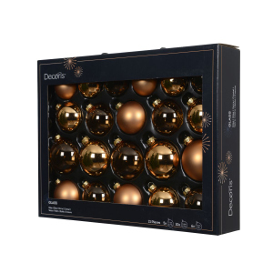 Christbaumkugeln - 21 Stück - aus Glas - ø ca. 5-7 cm - braun