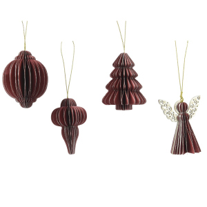 Dekohänger - Papier-Ornamente - bordeaux-rot - ca. 6,8 x 4,5 x 4 cm - 1 Stück
