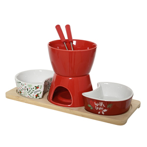 Mini Fondue Set - Weihnachten - ca. 12 x 28,5 x 13 cm