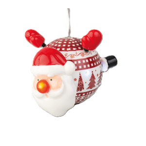 LED Christbaumkugel - Schneemann/Weihnachtsmann - kaltweiß - ca. 15,8 x 10 x 11,8 cm - 1 Stück