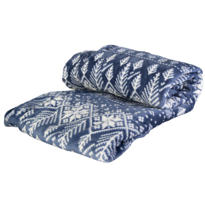 Kuscheldecke - Wintermotiv - blau/weiß - Polyester - ca. 130 x 170 cm
