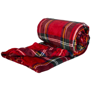 Kuscheldecke - rot/bunt kariert - Polyester - ca. 150 x 200 cm