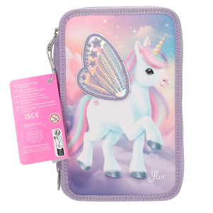 YLVI - 3 Fach Federtasche mit appliziertem Flügel