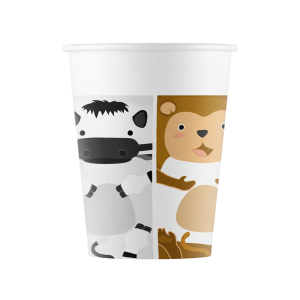 8 Pappbecher - Zootiere - 200ml