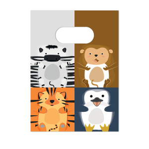 4 Papiertüten - Zootiere - ca. 16 x 22 cm