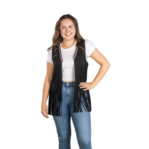 Hippieweste mit Fransen - schwarz - Einheitsgröße Erwachsene