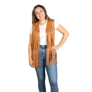 Hippieweste mit Fransen - braun - Einheitsgröße Erwachsene