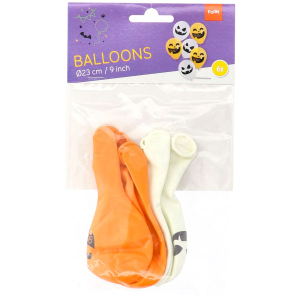 6 Luftballons - Halloween - Kürbisgesichter
