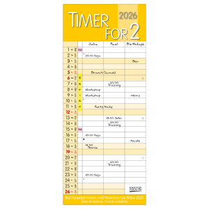 Kalender - Timer for 2 - 2026 - Safran - 3 Spalten