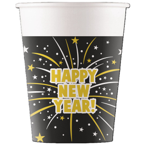 8 Pappbecher - Happy New Year - Füllmenge ca. 200 ml