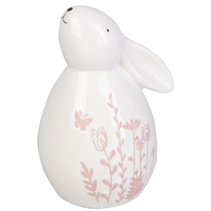 Dekofigur - Hase - weiß/rosa - ca. 11,5 x 11,3 x 16,5 cm