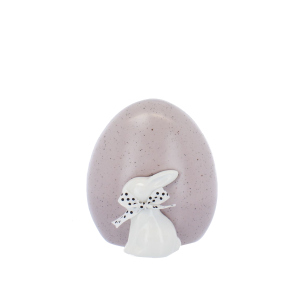 Dekofigur - Hase und Ei - rosa/weiß - ca. 10,2 x 7,7 x 11,2 cm