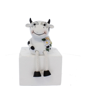 Kantenhocker Kuh - mit Solar LED-Augen - ca. 7,5 x 7 x 10 cm