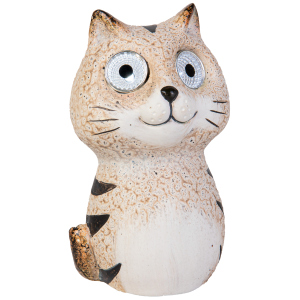 Katze mit Solar LED-Augen - ca. 10,2 x 9,2 x 16,8 cm