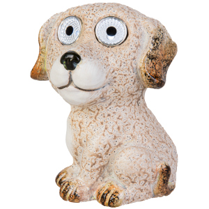 Hund mit Solar LED-Augen - ca. 12,3 x 11 x 15,7 cm