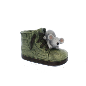 Pflanztopf - Schuh mit Maus - ca. 20 x 10 x 14 cm