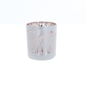 Windlicht - Blumenwiese - rosa/weiß - ca. 7 x 8 cm