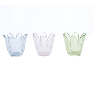Windlicht - Blüte - grün/blau/rosa - ca. 8 x 7 cm - 1 Stück