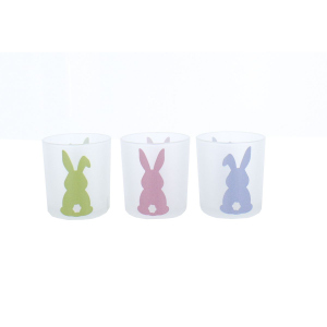 Windlicht - Osterhase - grün/blau/rosa - ca. 7 x 8 cm - 1 Stück