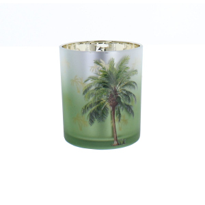 Windlicht - Palmen - grün - ca. 9 x 10 cm