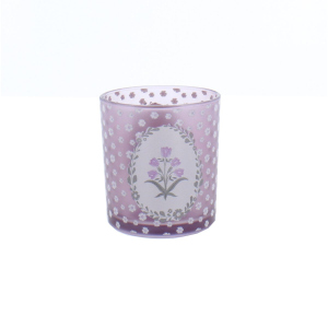 Windlicht - Blümchen - rosa - ca. 7 x 8 cm