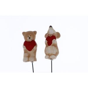 Blumenstecker - Maus/Bär mit Herz - ca. 4,2 x 4,1 x 78 cm