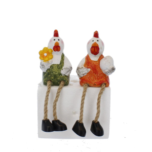 Kantenhocker Huhn - grün/orange - ca. 6,5 x 5 x 9 cm - 1 Stück