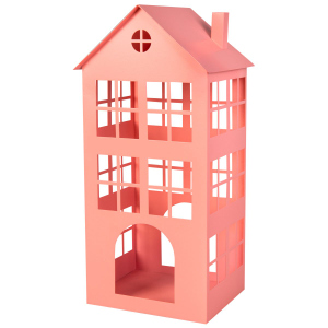 Windlicht Haus - rosa - aus Metall 