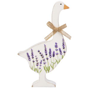 Standdeko - Gans mit Lavendelmotiv - ca. 14 x 2 x 24 cm 