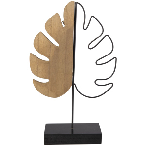 Standdeko - Blatt - braun/schwarz - ca. 20 x 6 x 31 cm