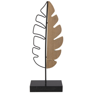 Standdeko - Blatt - braun/schwarz - ca. 13 x 6 x 35 cm