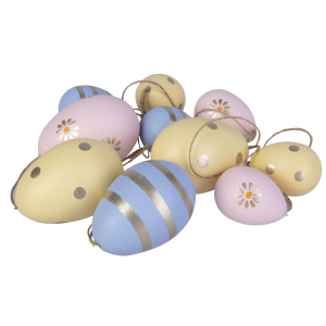 10 Ostereier Dekohänger - gelb/rosa/blau - ca. 6 cm/4 cm