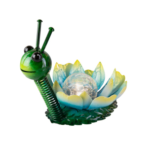 Solar LED Lotusblume mit Schnecke - ca. 23,5 x 15 x 22 cm