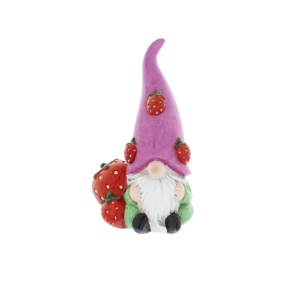 Gartenzwerg mit Früchten - Erdbeere/Zitrone - ca. 19 cm - 1 Stück