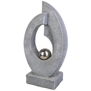 Dekoskulptur mit Kugel - grau/silber - ca. 50 cm