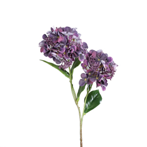 Hortensie mit 2 Blüten - lila - Kunstblumen