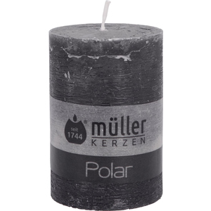 Stumpenkerze - Polar - asphalt grau - ø x H ca. 6,8 x 10 cm
