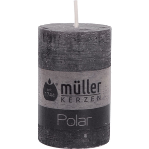 Stumpenkerze - Polar - asphalt grau - ø x H ca. 5,8 x 9 cm