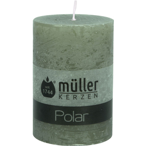Stumpenkerze - Polar - efeugrün - ø x H ca. 6,8 x 10 cm