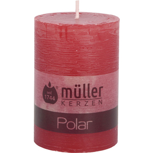 Stumpenkerze - Polar - rot - ø x H ca. 6,8 x 10 cm