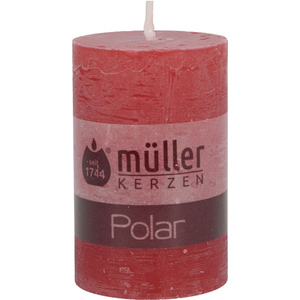 Stumpenkerze - Polar - rot - ø x H ca. 5,8 x 9 cm