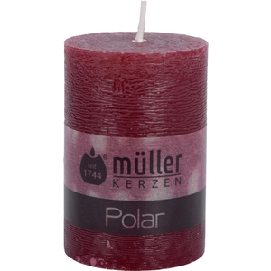 Stumpenkerze - Polar - weinrot - ø x H ca. 6,8 x 10 cm