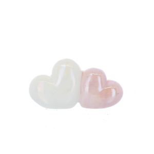 Doppelherz - weiß/rosa - ca. 13,8 x 4,5 x 2,7 cm