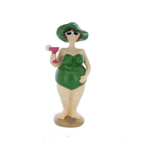 Dekofigur - Frau mit Cocktail - ca. 9 x 7 x 21 cm