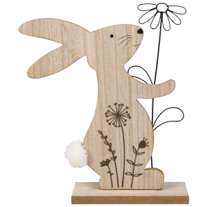 Standdeko - Hase mit Blume - ca. 21 x 5 x 22 cm