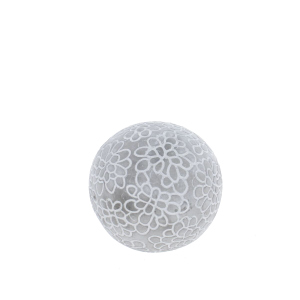 Dekokugel mit Blumenmotiv - Zement - grau - ø ca. 13 cm