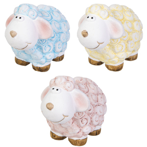 Schäfchen aus Terrakotta - rosa/blau/gelb - 1 Stück