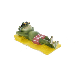 Dekofrosch auf Luftmatratze - aus Polyresin