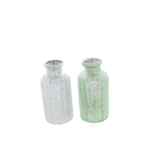 Vase geriffelt - grün/weiß - 1 Stück